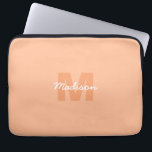 Peach colour of 2024 with custom Monogram name Laptop Sleeve<br><div class="desc">Trendy peach colour of 2024 with Monogram name. Create a unique and personalised gift with a custom touch! Select a font and colour scheme that suits your style,  arrange everything in a visually appealing way using editing tool.</div>