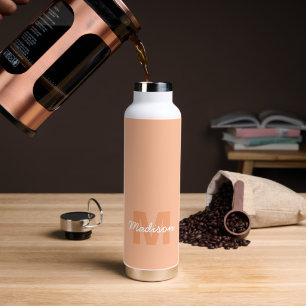 Peach colour of 2024 with custom Monogram name Water Bottle