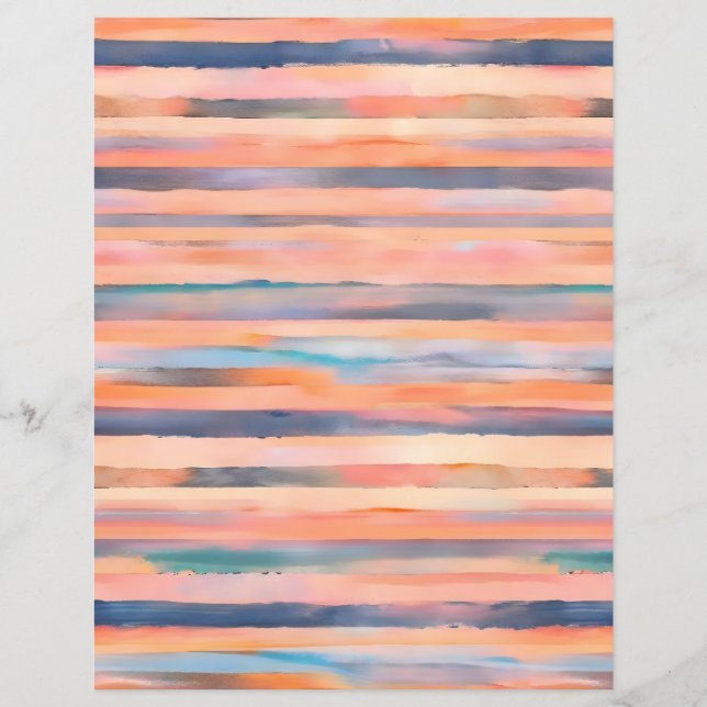 Peach colour pastel stripes scrapbook paper (Front)