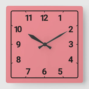 Peach colour square wall clock