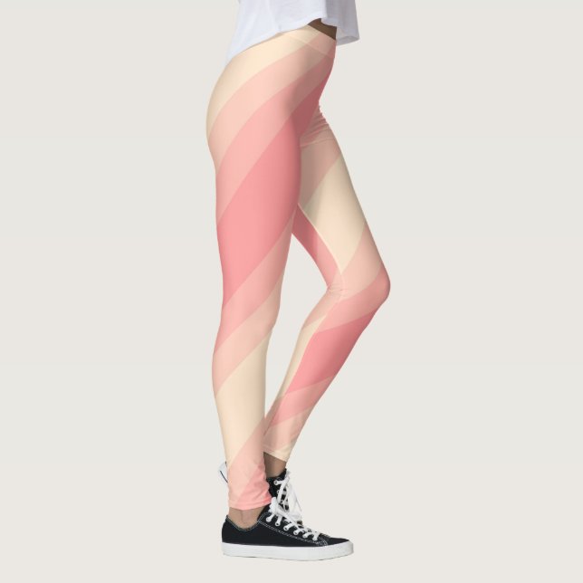 Peach Colour Stripes Stylish Template Modern Women Leggings (Right)