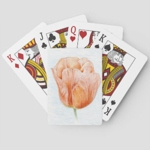 Peach Colour Tulip Playing Cards