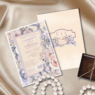 Peach Coloured Floral Wedding Invitation