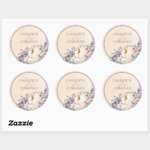 Peach Coloured Floral Wedding Stickers