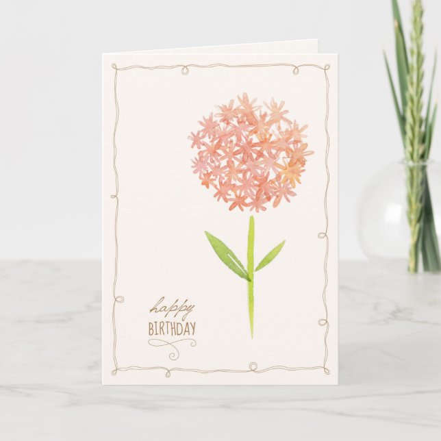 Peach Coloured Flower Watercolor Card (Front)