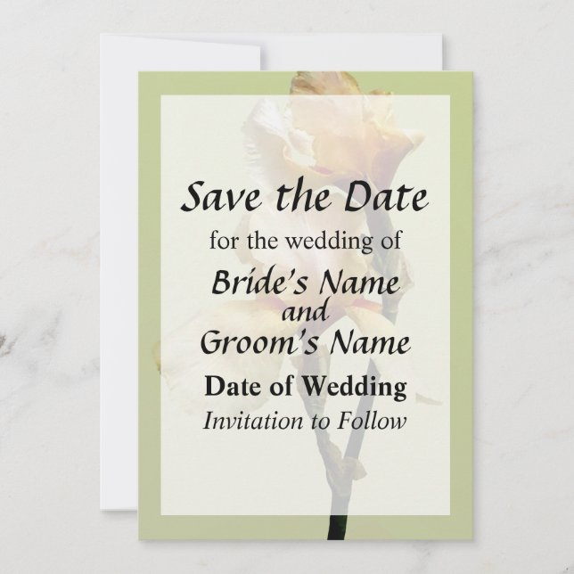 Peach Coloured Irises Save the Date (Front)