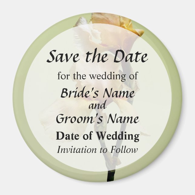 Peach Coloured Irises Save the Date Magnet (Front)