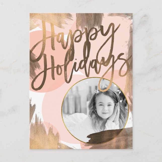 Peach & Copper Bronze Chic Modern Holiday Photo (Front)
