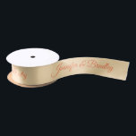 Peach Coral Elegant Wedding Personalised Name Satin Ribbon<br><div class="desc">Peach Coral Elegant Wedding Personalised Name Custom Satin Ribbon features your personalised names in elegant coral calligraphy script on a peach background. Personalised by editing the text in the text boxes. Designed by ©Evco Studio www.zazzle.com/store/evcostudio</div>