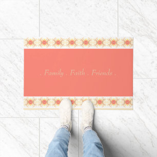 Peach Coral Floral Doormat
