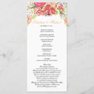 Peach & Coral Floral Wedding Program