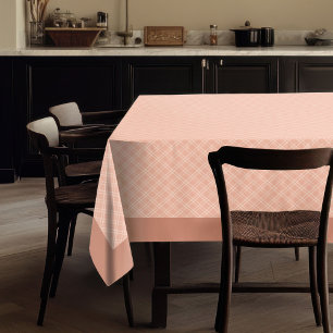 Peach Coral Grey Plaid Tablecloth for Cosy Decor