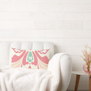 Peach Coral Mushroom and Mint Modern Pillow