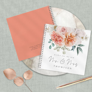 Peach Coral Peonies Wishes New Mr Mrs Guest Book