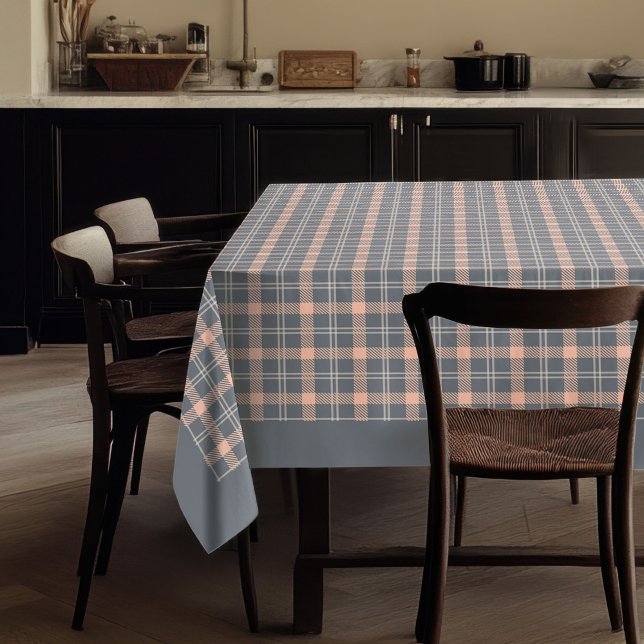 Peach Coral Plaid Cotton Tablecloth for Dining (Peach Coral Plaid Cotton Tablecloth for Dining)