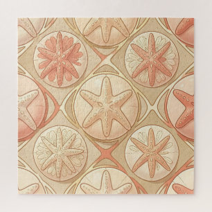 Peach Coral Starfish and Sand Dollar Jigsaw Puzzle