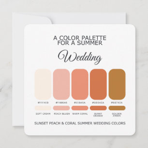 Peach Coral Summer Wedding Colour Palette 2026 Car Invitation