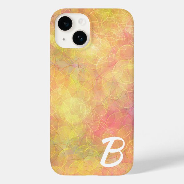 Peach, Coral, Yellow Abstract Bubbles with Initial Case-Mate iPhone Case (Back)