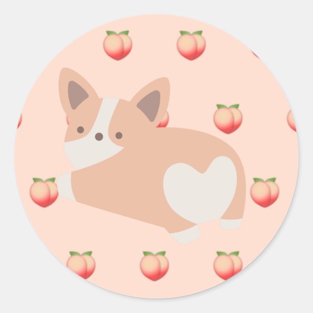 Peach Corgi Sticker  (Front)