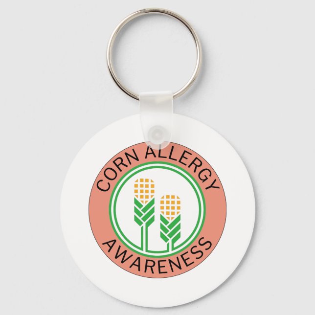 Peach Corn Allergy Awareness Logo Key Ring (Front)