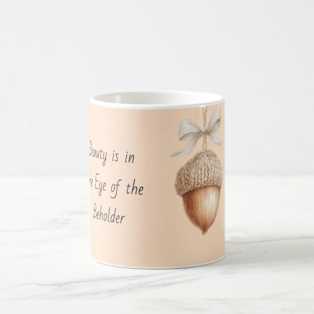 Peach Cosy Hazelnut Cream Bow Coffee Mug (Center)