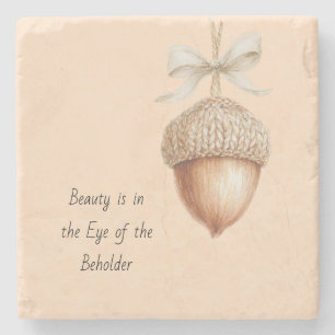 Peach Cozy Hazelnut Cream Bow Stone Coaster