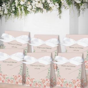 Peach Cream and Sage Green Romantic Floral Garden Favour Box
