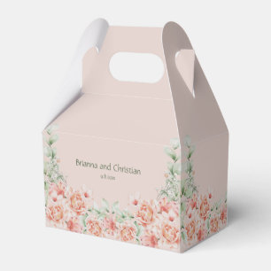 Peach Cream and Sage Green Vintage Floral Garden Favour Box