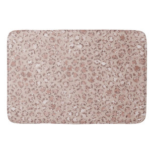 Peach Cream Blush Leopard Print Glitter        Bath Mat