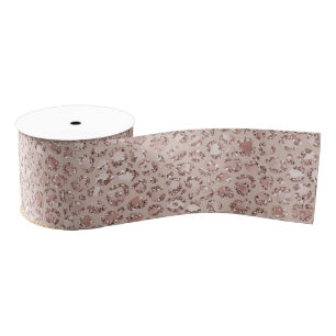 Peach Cream Blush Leopard Print Glitter        Grosgrain Ribbon