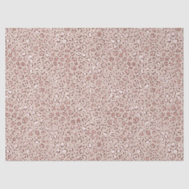 Peach Cream Blush Leopard Print Glitter        Tissue Paper (Front)