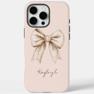 Peach Cream Bow Birthday iPhone 16 Pro Max Case