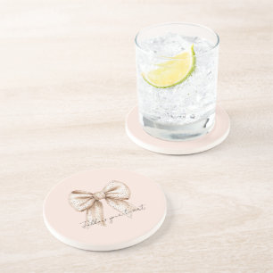 Peach Cream Bow Coaster