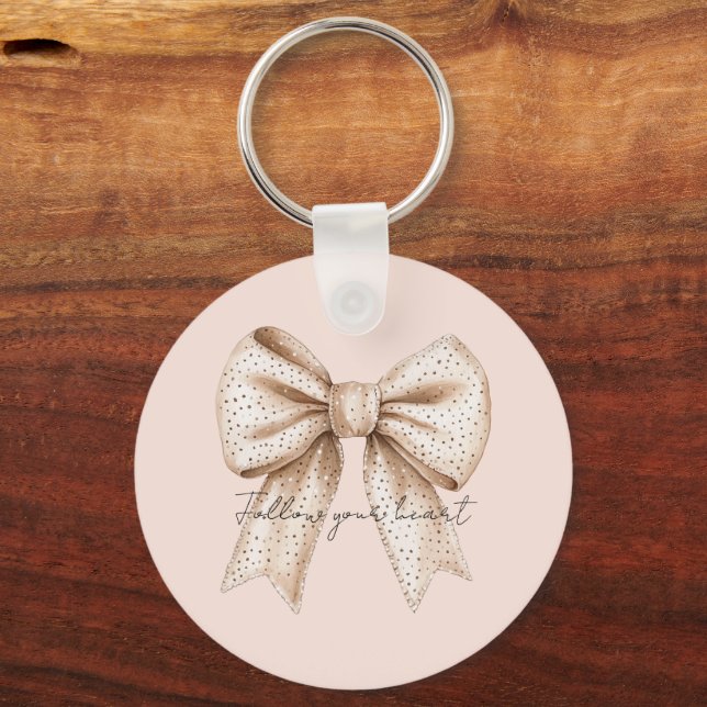 Peach Cream Bow Key Ring (Front)