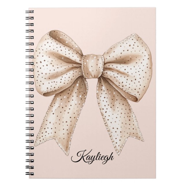 Peach Cream Bow Notebook (Front)