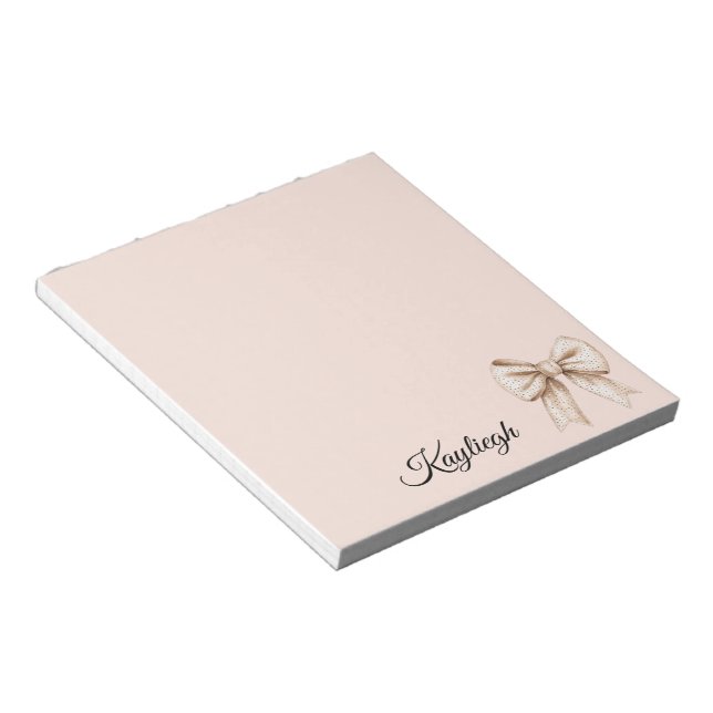 Peach Cream Bow Notepad (Angled)