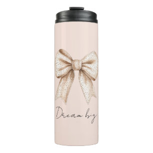 Peach Cream Bow Thermal Tumbler