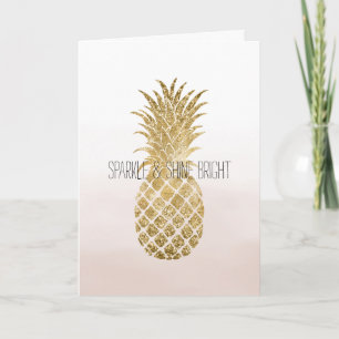 Peach Cream Glitter Glitzy Pineapple Sparkle       Card