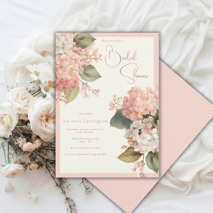 Peach Cream Hydrangeas Elegant Bridal Shower Invitation