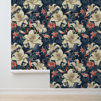 Peach & cream lily flower blossom wallpaper