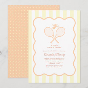 Peach & Cream Preppy Tennis Bridal Shower Invitation
