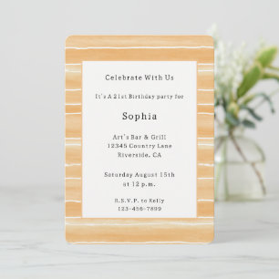 Peach Cream Stripes Birthday Invitation