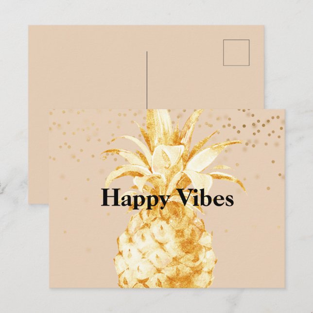 Peach Cream Yellow Gold Pineapple Postcard (Front/Back)