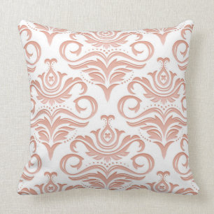 Peach Creme Damask Decorative Pillow