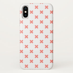 Peach cross stitches on white iPhone x case