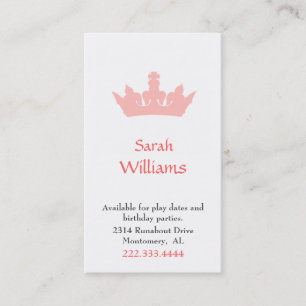 Peach Crown Girl's Play Date Card