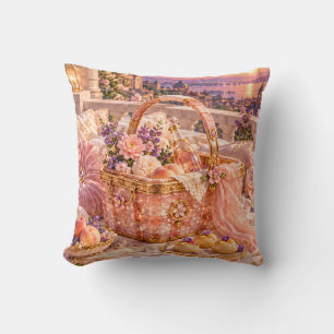 Peach Crystal Rooftop Sunset Picnic Cushion