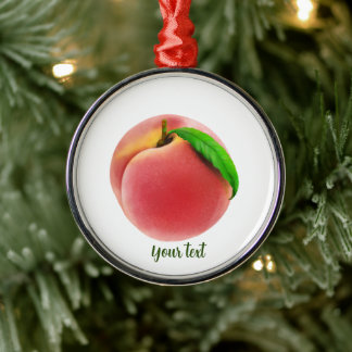 Peach Customise both sides Hand-painted Design Metal Ornament