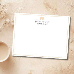 Peach Cute Elephant Nursery Stationery Note Card