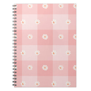 Peach Daisy Checkerboard Notebook